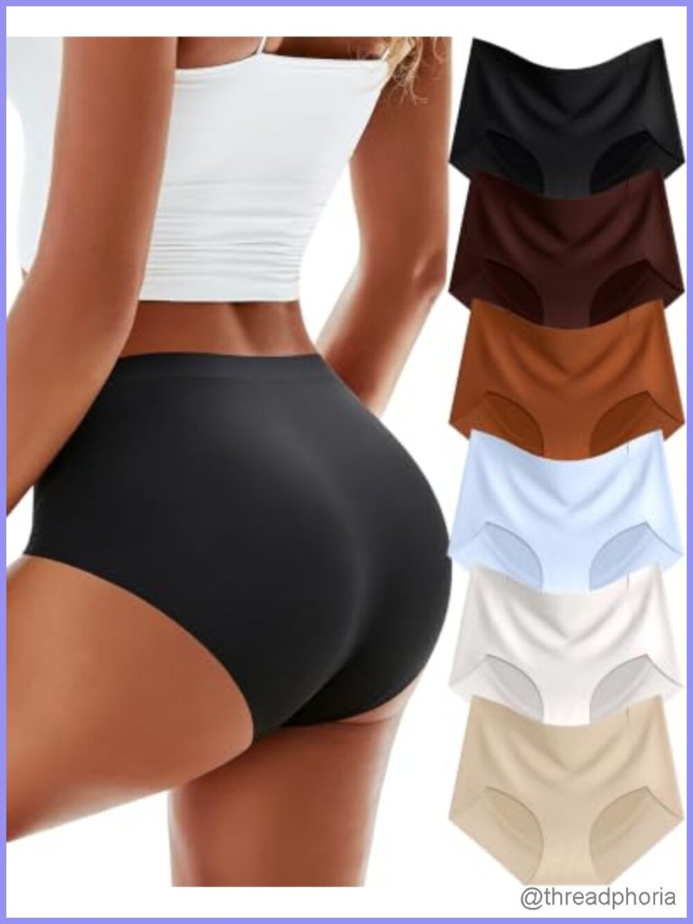 Seamless High Waisted No Show Underwear 6 Pack Full Coverage